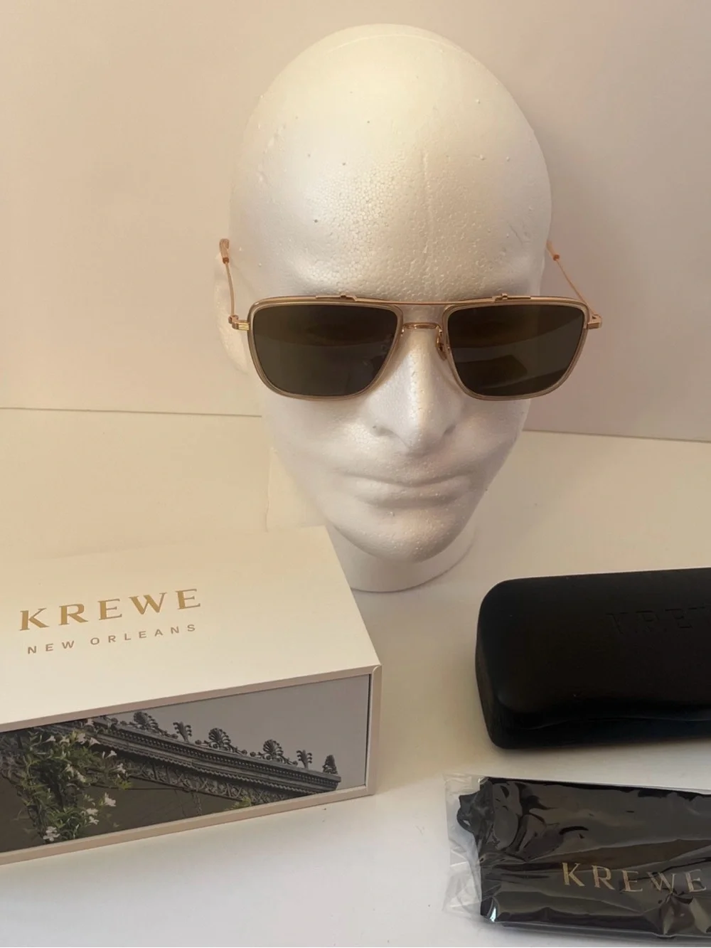 KREWE Vail Haze 18K Grass Green Polarized lenses Sunglasses NWT